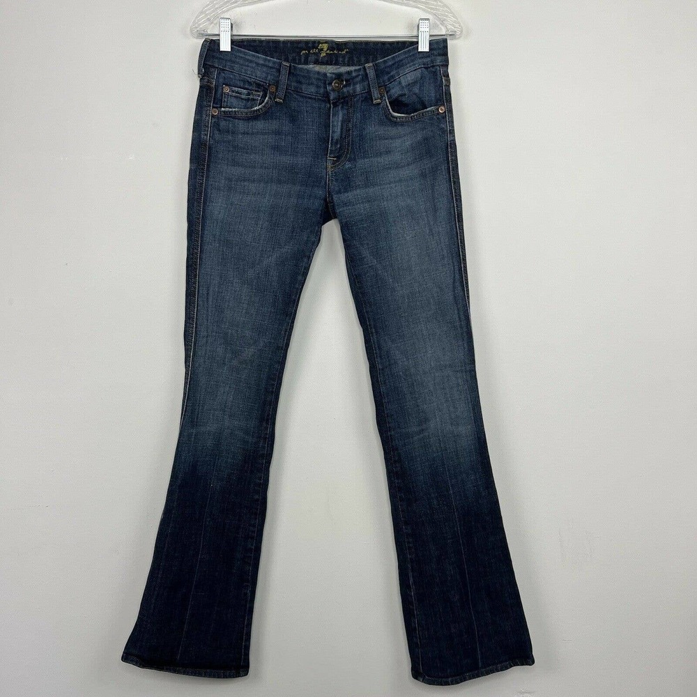 7 For All Mankind Jeans size 28 x 33 Blue Denim A" Pocket Mid-Rise Stretch - Picture 2 of 11